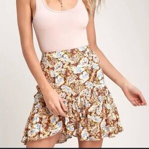 Free People NWT  Nadia Floral Print Ruffled Mini Skirt Size 4 & 6